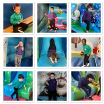 Class 5 having fun on the bouncy castle!